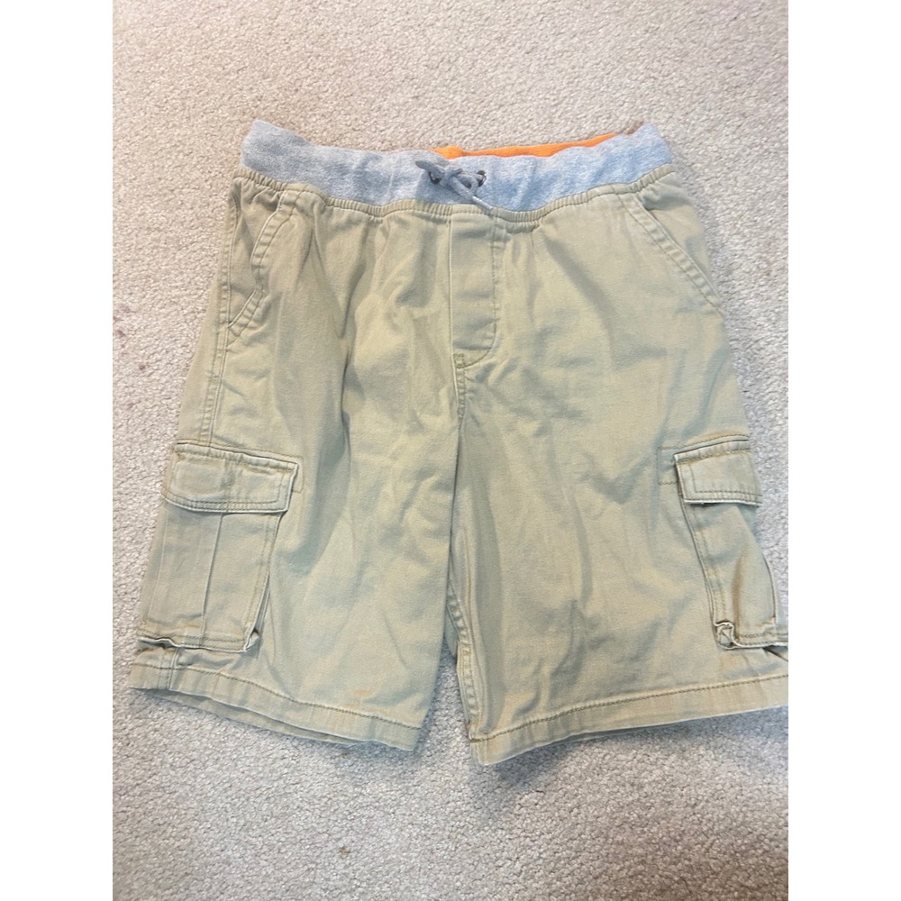 Wonder Nation Kids Cargo Shorts Khaki Beige Elastic Waist Drawstring Sz XL 14 16